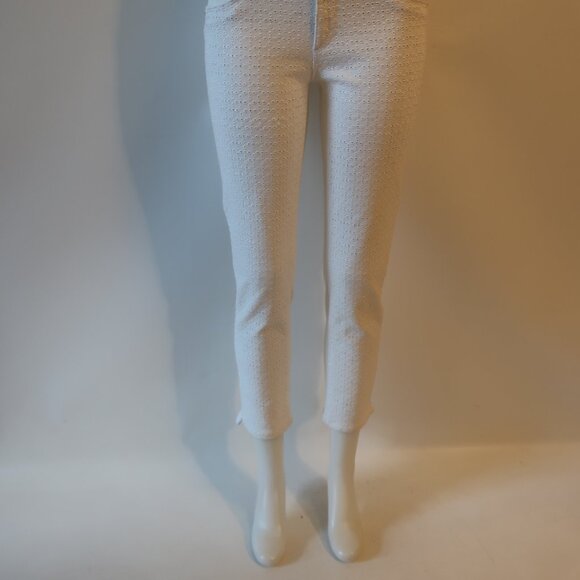 Womens DL1961 "Angel" Mid-Rise Skinny Ankle White Eyelet Jeans 28 - Picture 7 of 11